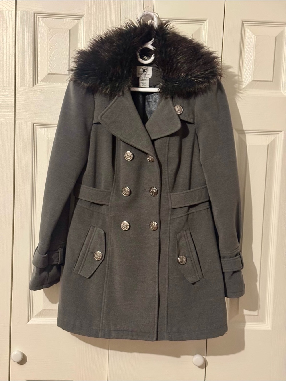 Worthington Fur Collared Pea Coat Medium - Picture 12 of 12